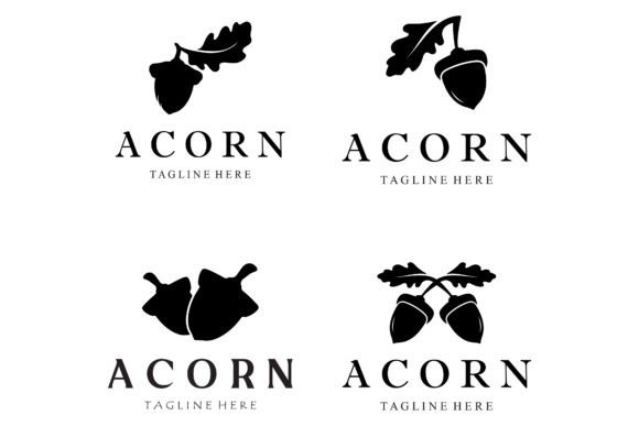 Download Simple Acorn Logo Design with Leaves,oak - Sign Collection
