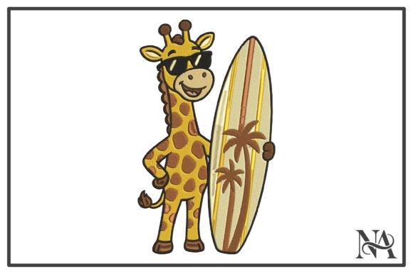 Download Cool Giraffe Surfboard Embroidery Design - Sign Collection