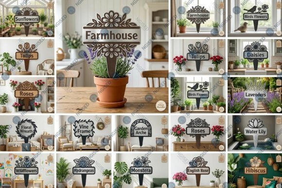 Download Flower Stake Name Sign SVG Mega Bundle - Sign Collection