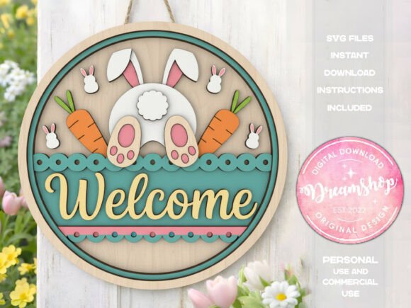 Download Easter Bunny Welcome Sign SVG - Sign Collection