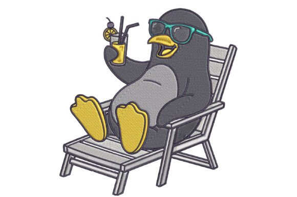 Download Beach Penguin Embroidery Design - Sign Collection