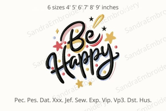 Download Be Happy Embroidery Design - Sign Collection