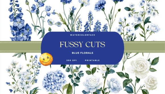 Download Blue Floral Bridal Watercolor Fussy Cuts - Bridal Collection